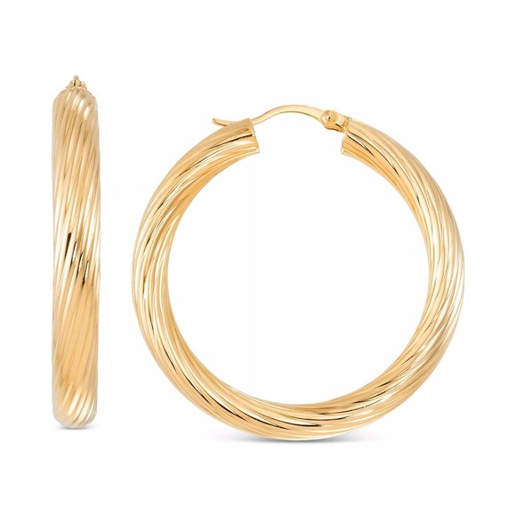Macy's Jewelry - Textured Medium Hoop Earrings 14K GoldPlated Sterling Silver